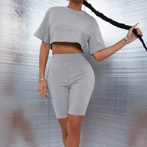 Cropped Tee & Biker Shorts Set